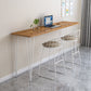 Mesa de altura de contador superior rectángulo con mesa de barra base de metal
