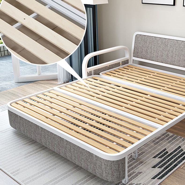 Full 35.43" Wide Linen Convertible Sleeper Sofa with Magazine Storage in Grey Clearhalo 'furn' 'furn_futons' 'Furniture' 'Futons & Daybeds' 'Futons' 'Living Room Furniture' 1200x1200_66ebe7af-399c-44f4-aff0-eafcd5b9c44d