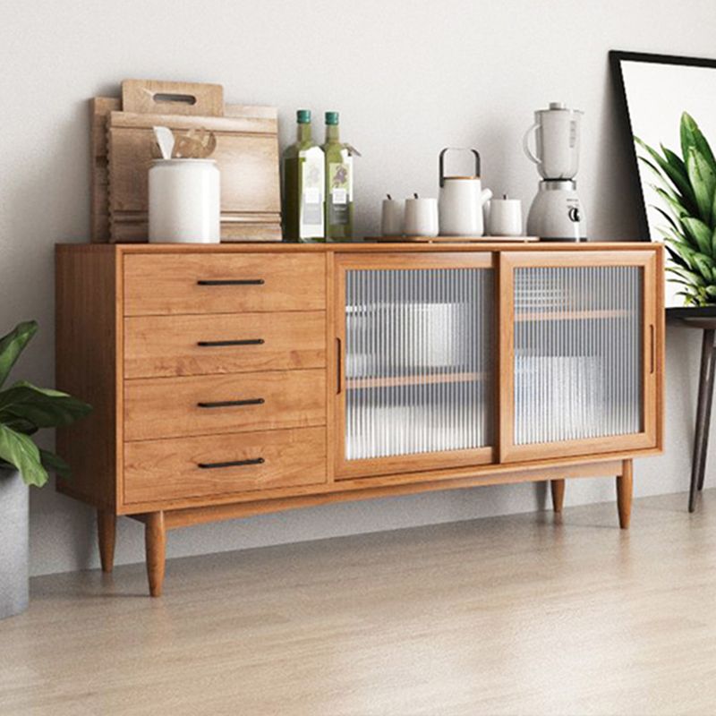 Estilo moderno Almacenamiento marrón Credenza Buffet Buffet de madera sólida con 4-Drawer