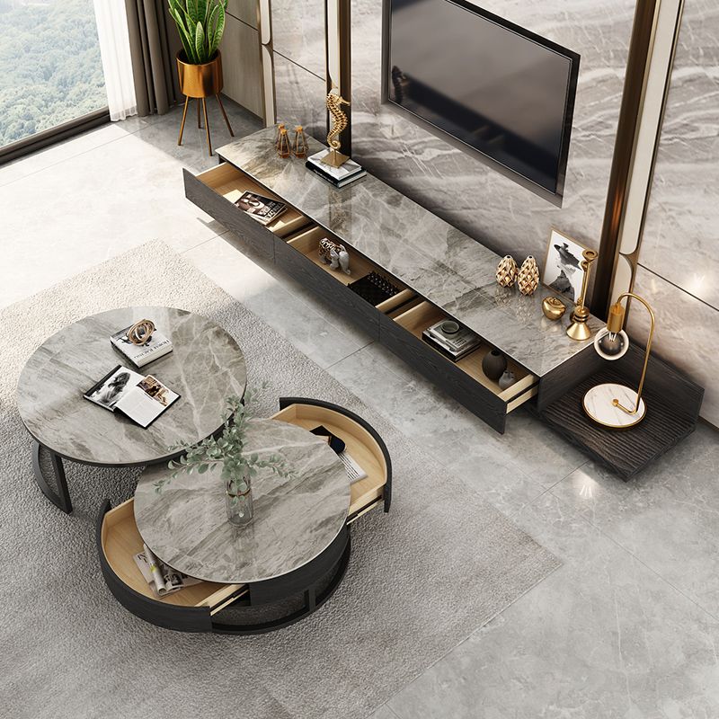 Slate Coffee Table Slate Nesting Coffee Table Set with Storage Drawer
