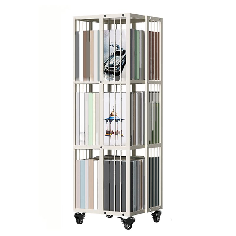 13.8" Wide Book Shelf Beige Stackable Bookcase Closed Back Vertical