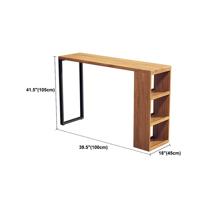 Tavolo da barra in legno di pino rettangolare tavolo da barra industriale con doppio piedistallo