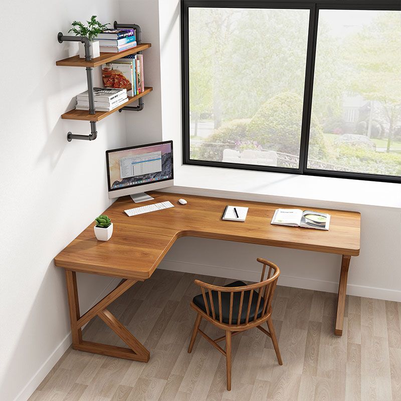Modern Style L-shape Office Desk Brown Wooden Writing Desk for Home Clearhalo 'furn' 'furn_office_desk' 'Furniture' 'Office Desks' 'Office Furniture' 'office_desk' 1200x1200_66ed966c-9635-467d-90c5-3d68ac623f87