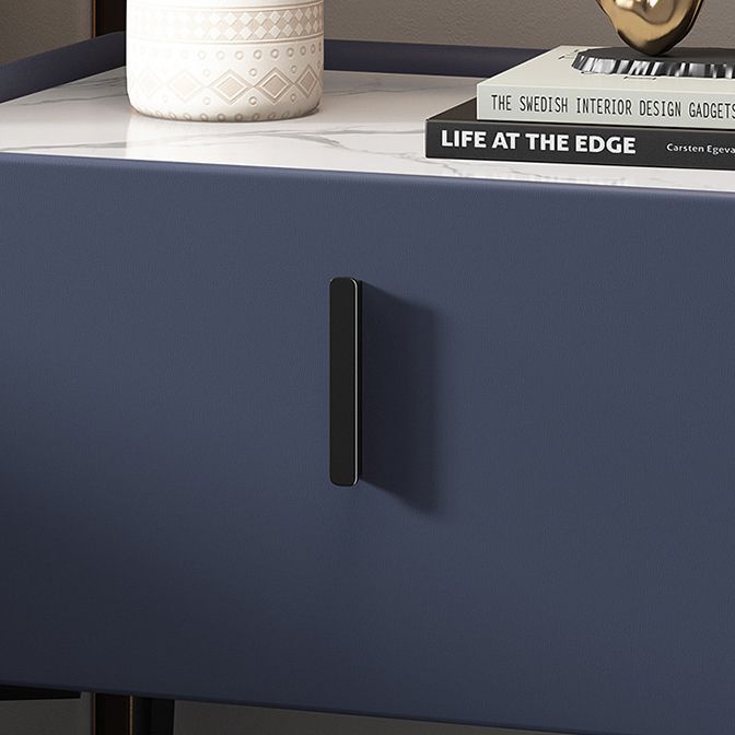 Mesita de noche contemporánea de madera maciza con 1 cajón, 19,7" de alto