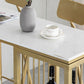 Glam Rectangle Bar Dining Table White Faux Marble Top Iron Indoor Bistro Table with Shelf Clearhalo 'Bar Furniture' 'Bar Tables' 'bar_tables' 'furn' 'furn_bar_tables' 'Furniture' 'furniture_bar_tables' 'Kitchen & Dining Furniture' 1200x1200_66ee65cf-2140-4236-a40f-6ebeee539477