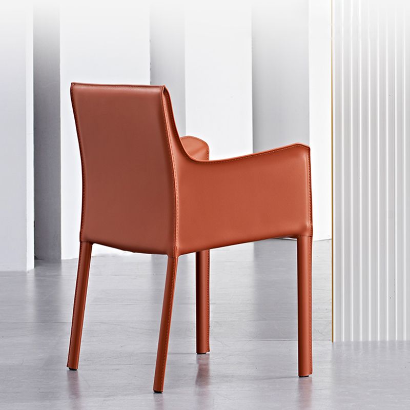 Contemporary Metal Dining Chair Dining Room Solid Back Single Chair with Arm Clearhalo ' kitchen&dining_furn' 'Dining Chairs' 'Dining Tables & Seating' 'dining_chair' 'furn' 'furn_dining_chair' 'Furniture' 'furniture_dining_chair' 'Kitchen & Dining Furniture' 'kitchen' 1200x1200_66ee6834-b4ee-449b-bd2e-03895cee78cf