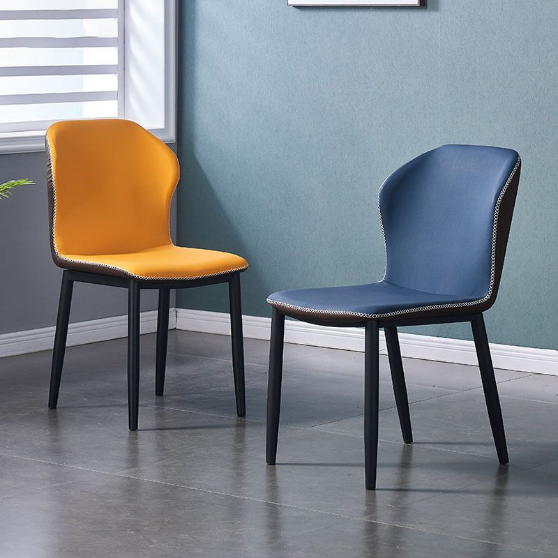 Home Contemporary Side Chair Wingback Metal Dining Room Chair with Leather Cushion Clearhalo ' kitchen&dining_furn' 'Dining Chairs' 'Dining Tables & Seating' 'dining_chair' 'furn' 'furn_dining_chair' 'Furniture' 'furniture_dining_chair' 'Kitchen & Dining Furniture' 'kitchen' 1200x1200_66eea947-de22-4ce1-be22-1660d19c2a0a