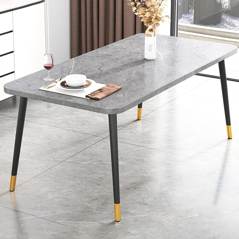 Industrial Style MDF Dining Table 4 Legs Carbon Steel Base Rectangle Table for Home Clearhalo ' dining_table' 'Dining Tables & Seating' 'Dining Tables' 'furn' 'furn_dining_table' 'Furniture' 'furniture_dining_table' 'Kitchen & Dining Furniture' 'kitchen&dining_furn' 'kitchen' 'kitchen_dining_table' 1200x1200_66f2ad53-1ad0-4924-9848-6f6500abe192