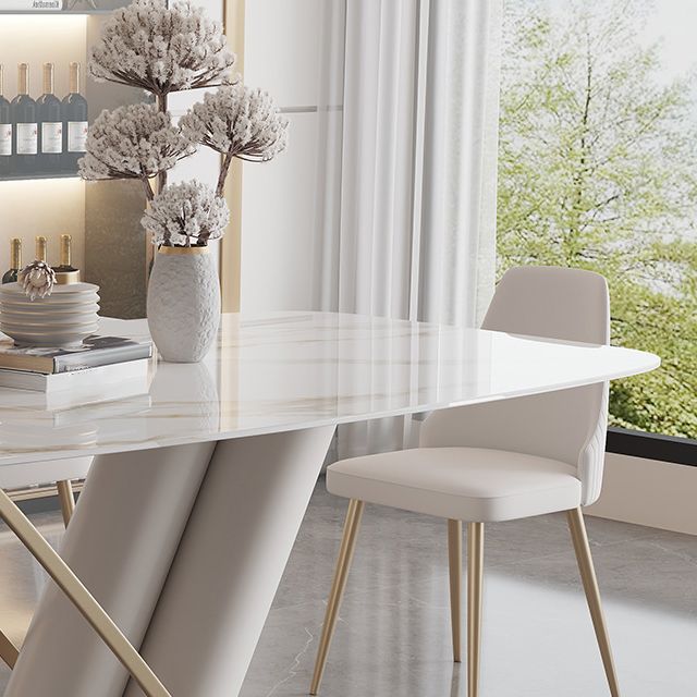 Modern Kitchen Dining Room Set Standard Height with Sintered Stone Top and Pedestal Base Table Set Clearhalo 'Dining Room Sets' 'Dining Tables & Seating' 'dining_room_set' 'furn' 'furn_dining_room_set' 'Furniture' 'furniture_dining_room_set' 'Kitchen & Dining Furniture' 'kitchen&dining_furn' 'kitchen' 1200x1200_66f336b2-cb6b-45c8-99ae-5f6ce1f028fa