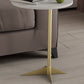 Modern Round Slate Side End Table Metal Pedestal Sofa Side Table Clearhalo 'Coffee & Accent Tables' 'End & Side Tables' 'end_side_tables' 'furn' 'furn_end_side_tables' 'Furniture' 'Living Room Furniture' 1200x1200_66f459dc-0e4c-4b81-b4a3-f795c6cc85ba