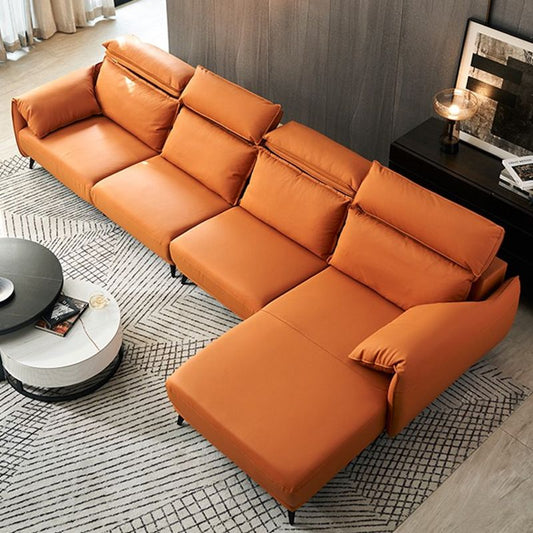 Genuine Leather Sectional Adjustable Pillow Top Arm Sectional Sofa