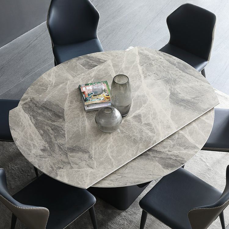 Foldable Round Sintered Stone Dining Table of 5/7 with Metal Base Nordic Dining Set for Restaurant Clearhalo 'Dining Room Sets' 'Dining Tables & Seating' 'dining_room_set' 'furn' 'furn_dining_room_set' 'Furniture' 'furniture_dining_room_set' 'Kitchen & Dining Furniture' 'kitchen&dining_furn' 'kitchen' 1200x1200_66f4e9d1-3f2c-4ea6-b740-61f9c0d8e36c