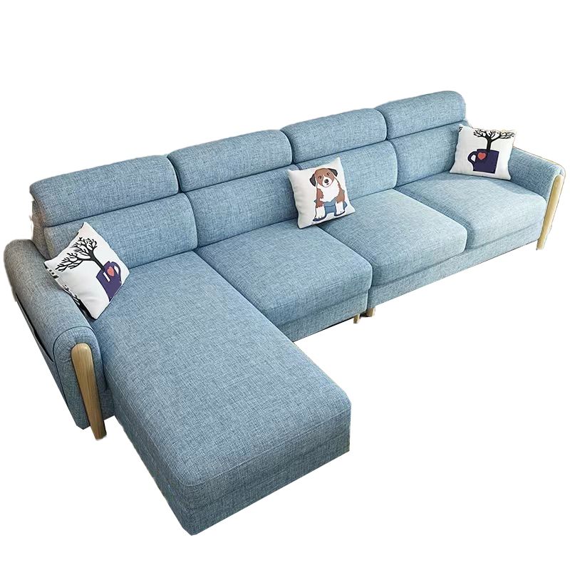 Modern 35.43 " H Blue Cotton Blend Square Arm Sofa & Chaise with Storage Clearhalo 'furn' 'furn_sectionals' 'Furniture' 'Living Room Furniture' 'Sectionals' 1200x1200_66f6ff81-4b4f-45a9-98a1-9460083fac06