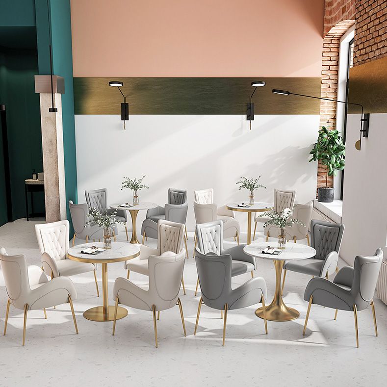 White Stone Table for Home Traditional Luxury Round Dining Table