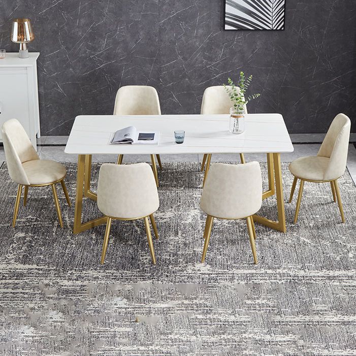 Hochglänzender weißer Esstisch Set 1/4/5/7 Stücke Glam