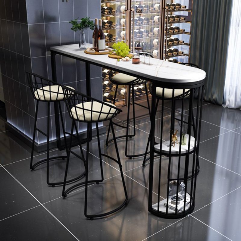 Modern Style Bar Table 42-inch Height Stone Top Bistro Table with Storage Shelf Clearhalo 'Bar Furniture' 'Bar Tables' 'bar_tables' 'furn' 'furn_bar_tables' 'Furniture' 'furniture_bar_tables' 'Kitchen & Dining Furniture' 1200x1200_66fec13d-e77e-4445-b8f5-d772d6597279