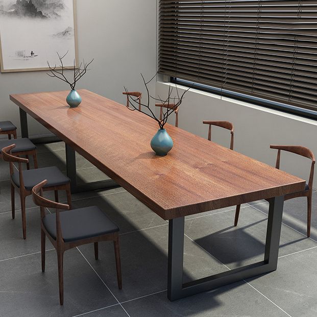 Metal Industrial Rectangle Dining Table Solid Wood Table for Dining Room Clearhalo ' dining_table' 'Dining Tables & Seating' 'Dining Tables' 'furn' 'furn_dining_table' 'Furniture' 'furniture_dining_table' 'Kitchen & Dining Furniture' 'kitchen&dining_furn' 'kitchen' 'kitchen_dining_table' 1200x1200_66ff2b41-daf6-486f-b2d9-20a51035169d