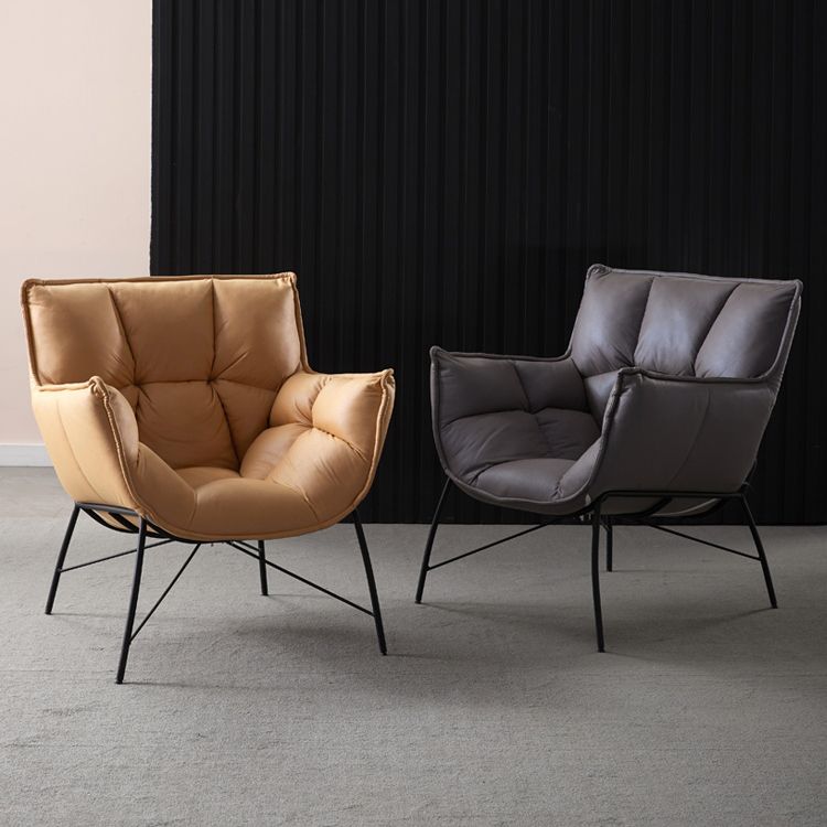 Modern Metal Indoor-Outdoor Chair Home Parsons Tufted Back Side Chair with Arm Clearhalo ' kitchen&dining_furn' 'Dining Chairs' 'Dining Tables & Seating' 'dining_chair' 'furn' 'furn_dining_chair' 'Furniture' 'furniture_dining_chair' 'Kitchen & Dining Furniture' 'kitchen' 1200x1200_67015b2f-1380-4533-a1f5-e82b29795d4c