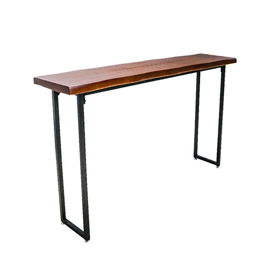 Solid Wood Bar Dining Table Specialty Brown Bar Height Cocktail Table with Sled Base