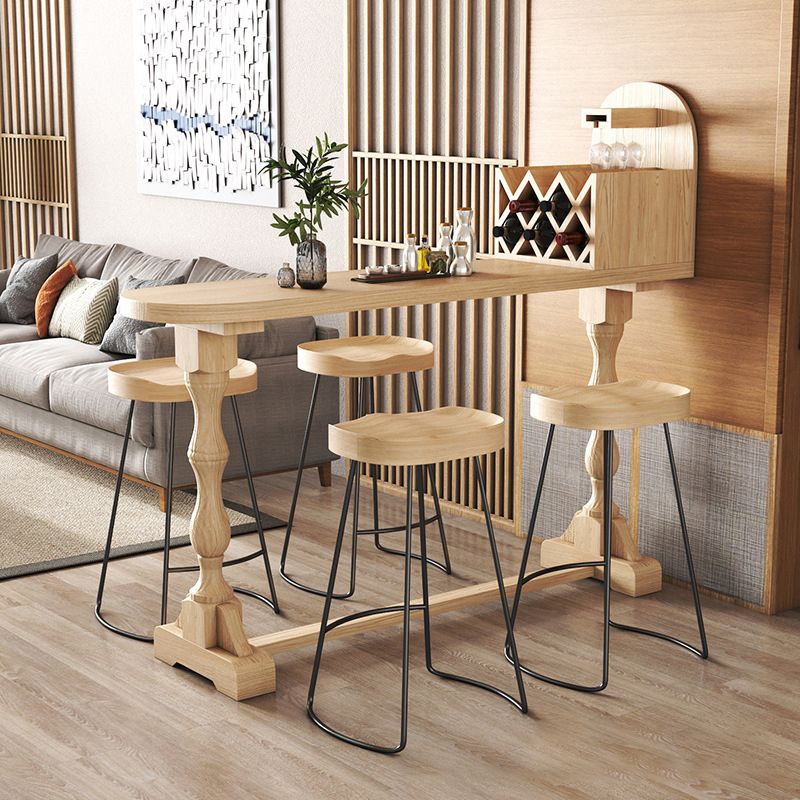 Contemporary Pub Table Specialty Solid Wood Bar Table in Natural