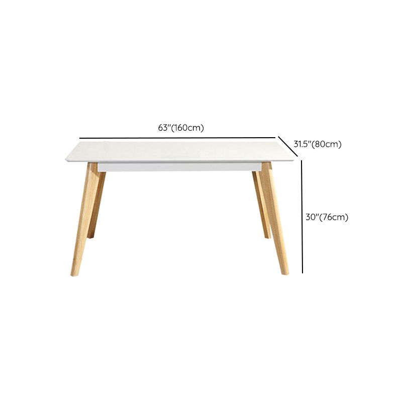 Table à manger rectangulaire à 4 pieds, Table de base moderne en bois de frêne pour cuisine