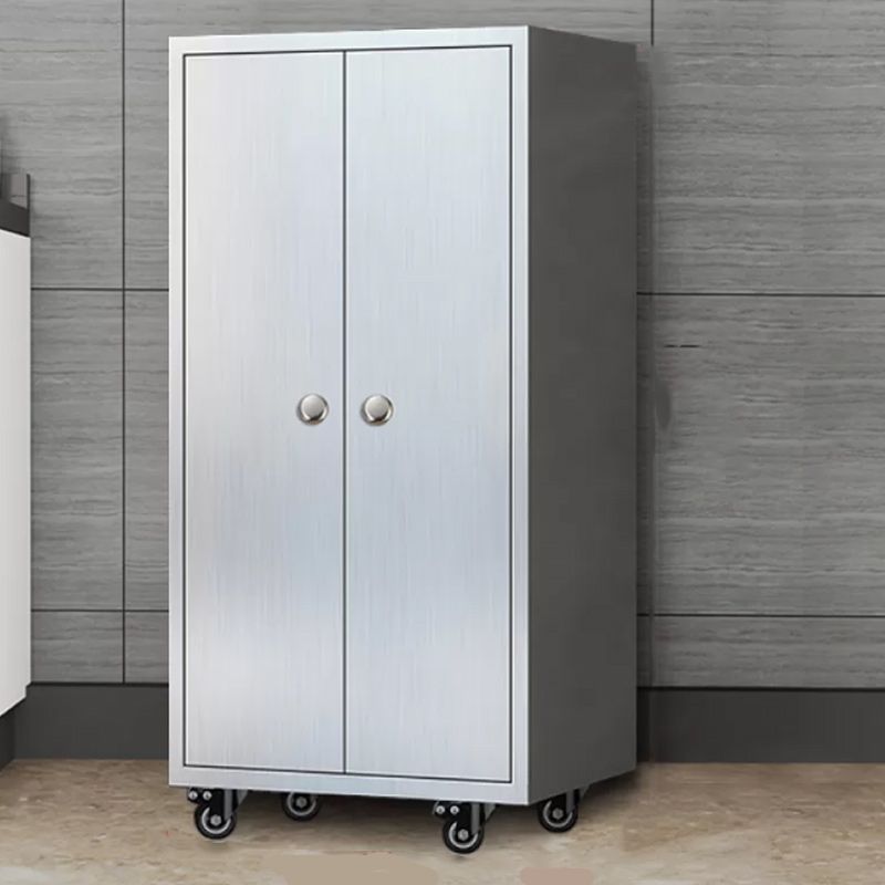 Chrome metalen dressoir met wielen moderne indoor dinerserver met kasten