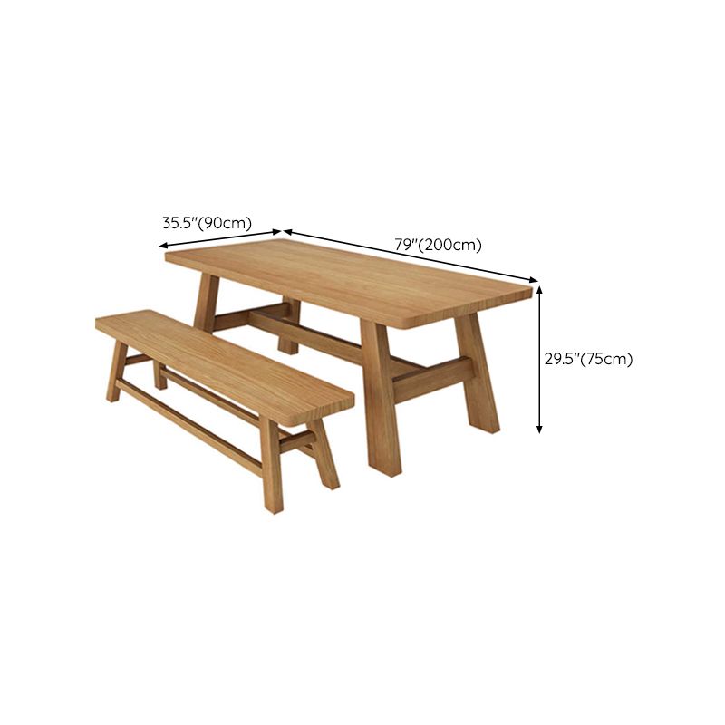 Table de salle à manger de style simplicité Table de dîner rectangulaire en bois massif en naturel