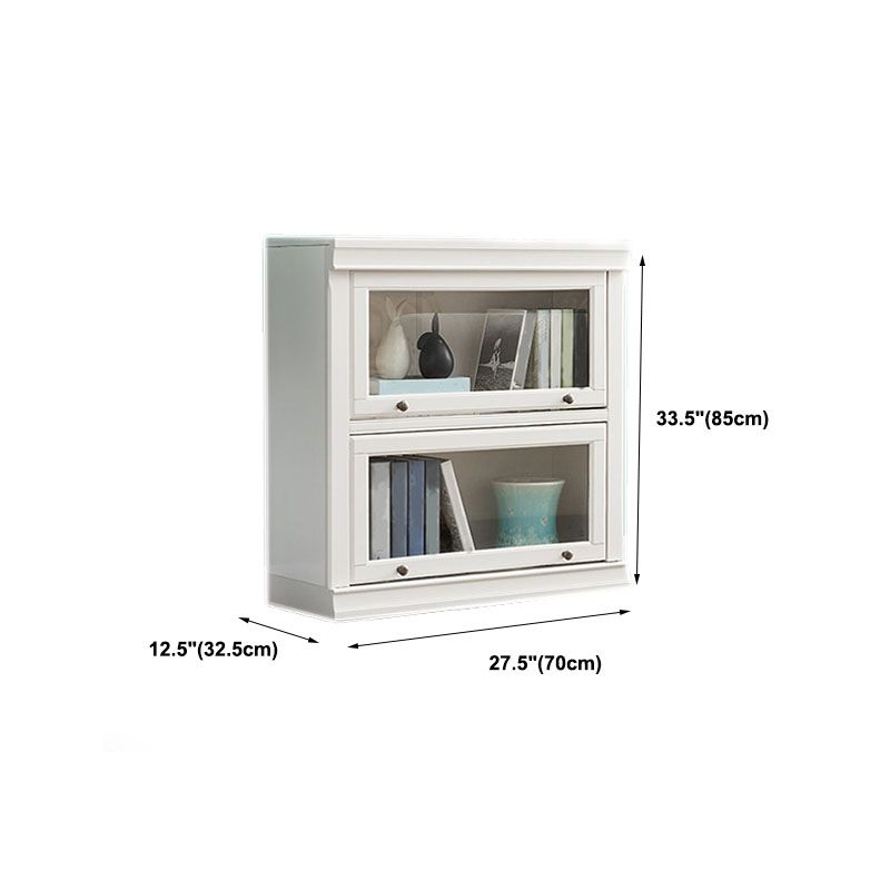 Libreria moderna di stoccaggio chiuso da 12,5 "W White Wohi Legno scaffale con porte di vetro