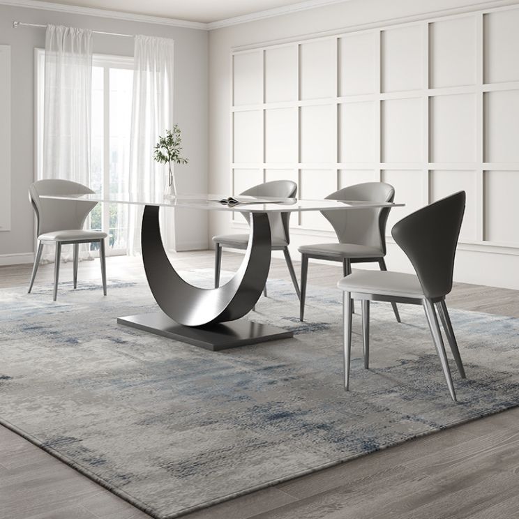 Designer Style Sintered Stone Top Dining Set Rectangle 1/2/3/4/5/7 Pieces Dining Table Set Clearhalo 'Dining Room Sets' 'Dining Tables & Seating' 'dining_room_set' 'furn' 'furn_dining_room_set' 'Furniture' 'Kitchen & Dining Furniture' 1200x1200_67079a4f-8cbf-4612-952b-df5be54ef5e6