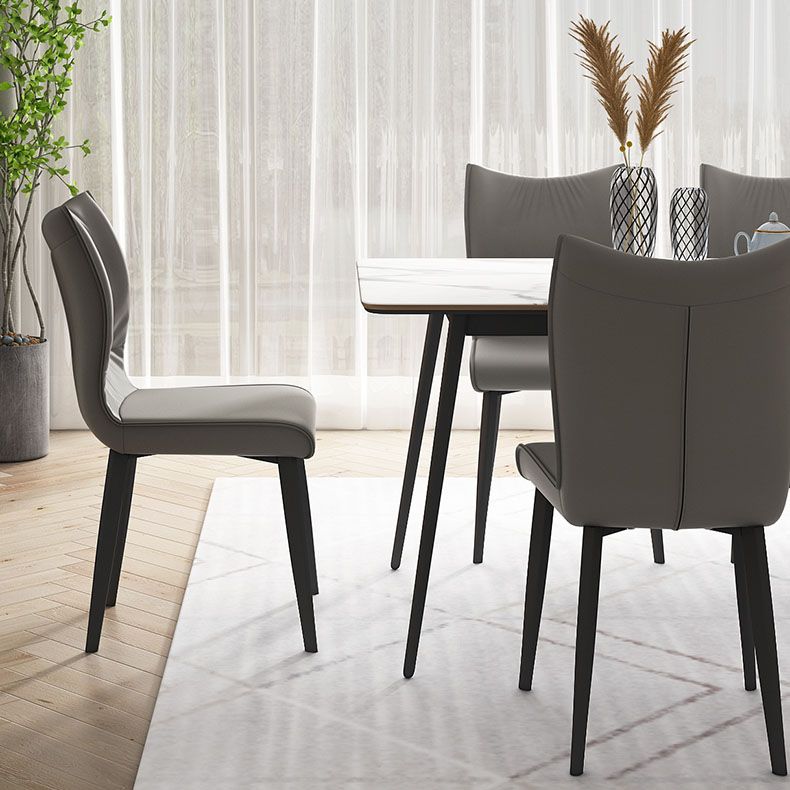 Contemporary Restaurant Leather Side Chair Matte Finish Solid Back Dining Chair Clearhalo 'Dining Chairs' 'Dining Tables & Seating' 'dining_chair' 'furn' 'furn_dining_chair' 'Furniture' 'Kitchen & Dining Furniture' 1200x1200_670b0c83-5664-4372-8de4-73af203f50f5