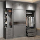 Contemporary Wooden Wardrobe Gray Colour Wardrobe Closet with Sliding Door