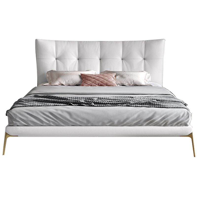 Grey Upholstered Tufted Bed Frame Glam Faux Leather Standard Bed Clearhalo 'Bedroom Furniture' 'Beds' 'furn' 'furn_beds' 'Furniture' 1200x1200_670b9522-8a76-4281-9da6-35b932584416
