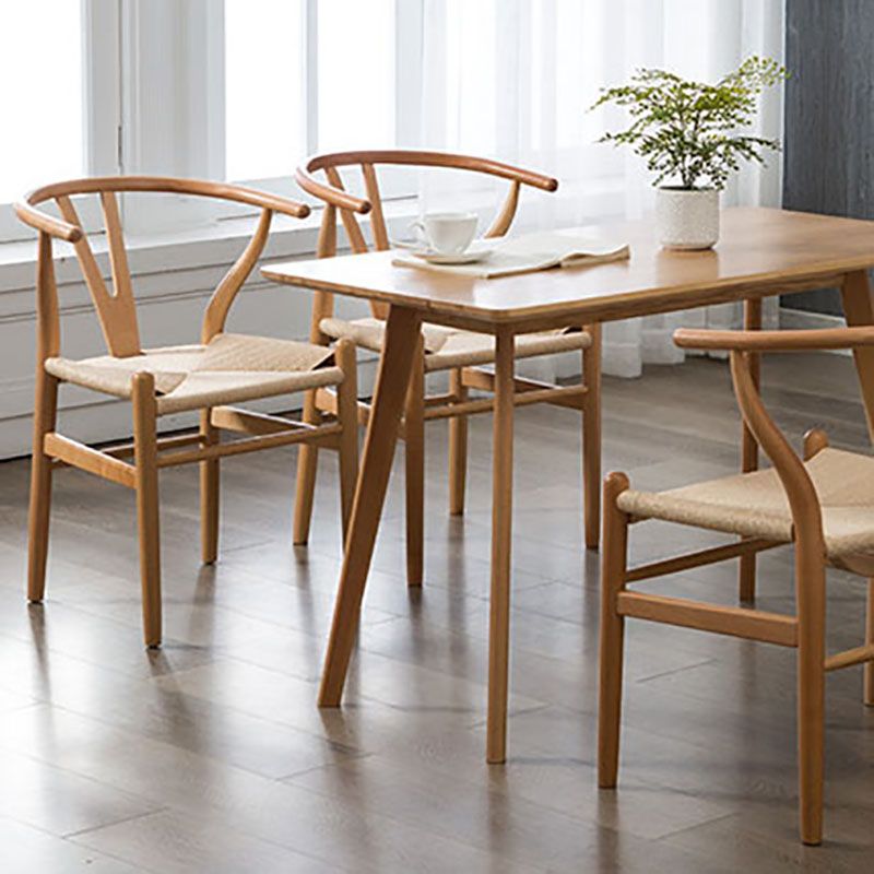 Contemporary Upholstered Home Arm Chair Wishbone Natural Dining Chair Clearhalo ' kitchen&dining_furn' 'Dining Chairs' 'Dining Tables & Seating' 'dining_chair' 'furn' 'furn_dining_chair' 'Furniture' 'furniture_dining_chair' 'Kitchen & Dining Furniture' 'kitchen' 1200x1200_670d492b-1565-4811-bc70-50c9f683fa2e