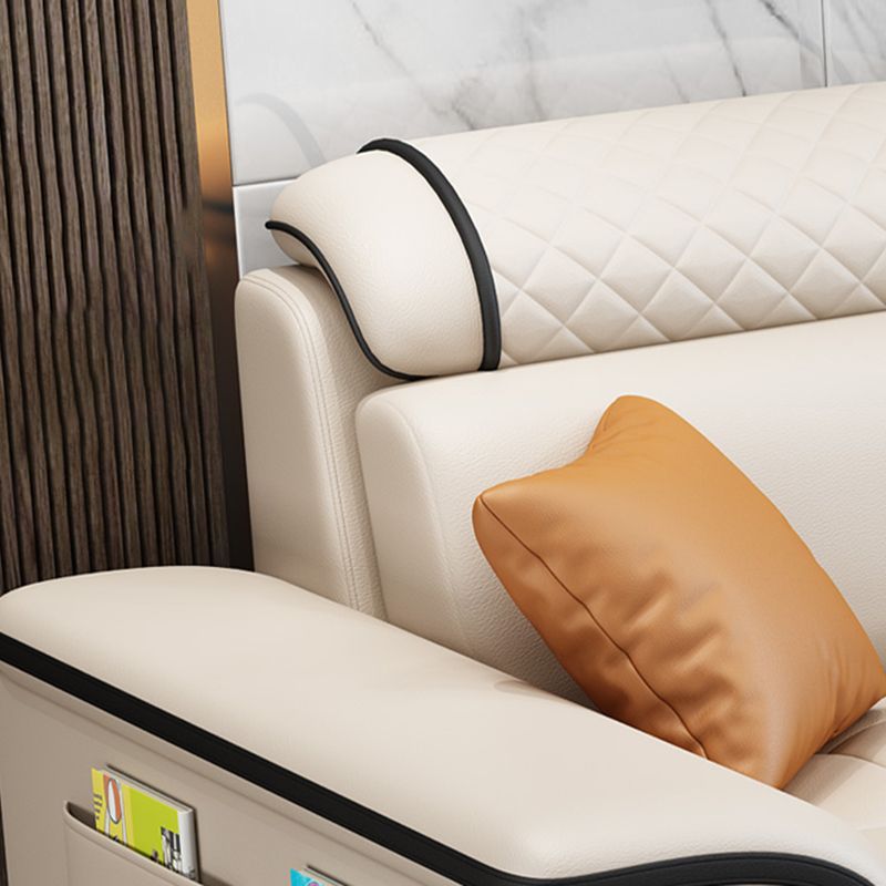 Faux Leather/Fabric Sectionals Pillow Top Arm Sofa with Reversible Chaise Clearhalo 'furn' 'furn_sectionals' 'Furniture' 'furniture_sectionals' 'Living Room Furniture' 'Sectionals' 1200x1200_670d701a-921e-44e3-b5c9-2e8e914232fb