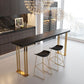 Glam Style Bar Table 42-inch Height Wood Top Bistro Table with Gold Pedestal Clearhalo 'Bar Furniture' 'Bar Tables' 'bar_tables' 'furn' 'furn_bar_tables' 'Furniture' 'Kitchen & Dining Furniture' 1200x1200_6710ac99-d1c4-43ec-b20d-ed7383a52e40