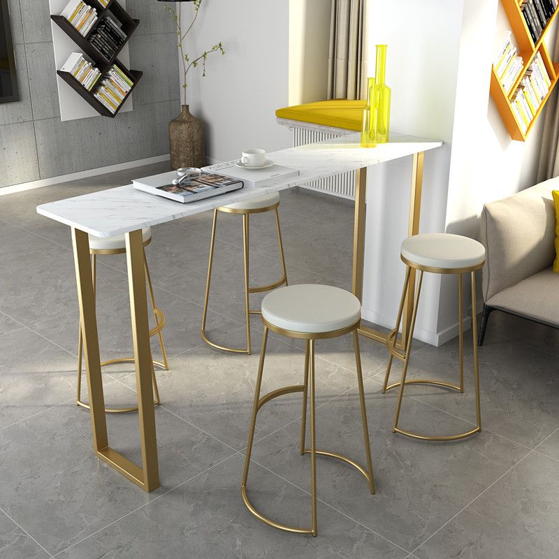 Glam Marble Bar Wine Table with Rectangle Table Top Sled Table - 41.3" H, Only Table Clearhalo 'Bar Furniture' 'Bar Tables' 'bar_tables' 'furn' 'furn_bar_tables' 'Furniture' 'furniture_bar_tables' 'Kitchen & Dining Furniture' 1200x1200_6710efc4-b871-4d14-8256-4fba9378bd7d