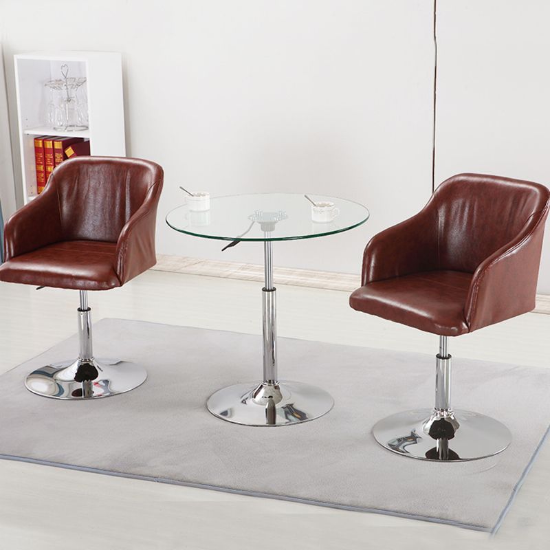 Modern Round Dining Room Table Tempered Glass Table with Pedestal Base for Home Kitchen Dinner Clearhalo ' dining_table' 'Dining Tables & Seating' 'Dining Tables' 'furn' 'furn_dining_table' 'Furniture' 'furniture_dining_table' 'Kitchen & Dining Furniture' 'kitchen&dining_furn' 'kitchen' 'kitchen_dining_table' 1200x1200_6711a3b9-2e6a-4f70-b99d-b734cc36d9fe