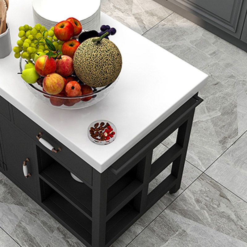 Rectangular Kitchen Trolley Modern Dining Room Prep Table with Drawer Clearhalo 'furn' 'furn_kitchen_islands_carts' 'Furniture' 'Kitchen & Dining Furniture' 'Kitchen Islands & Carts' 'kitchen_islands_carts' 1200x1200_6712a871-6b6b-4ff7-ac87-152e3f025eb5