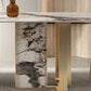 Juego de comedor con tapa de piedra sinterizada de lujo, juego de mesa de comedor rectangular de 1/3/4/5/6 piezas