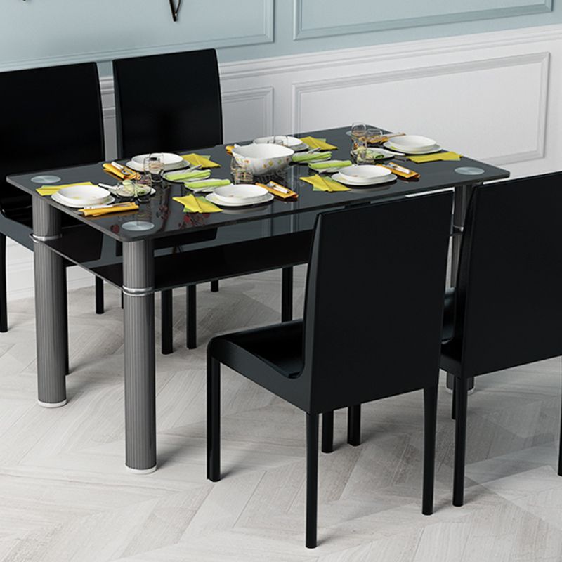 Metal Modern Rectangle Indoor Table Glass Table for Kitchen and Dining Room Clearhalo ' dining_table' 'Dining Tables & Seating' 'Dining Tables' 'furn' 'furn_dining_table' 'Furniture' 'furniture_dining_table' 'Kitchen & Dining Furniture' 'kitchen&dining_furn' 'kitchen' 'kitchen_dining_table' 1200x1200_6716fcb0-d9cf-4459-985a-6380c13838e0