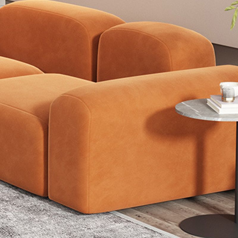 Sofá de brazo redondo Sofá estándar de lana contemporánea en acabado naranja