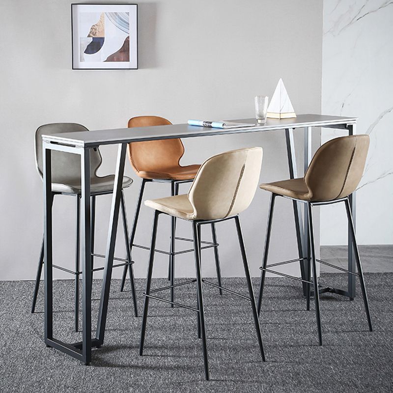 Industrial Grey Stone Pub Bar Table Indoor Iron Bar Dining Table with Double Pedestal Clearhalo 'Bar Furniture' 'Bar Tables' 'bar_tables' 'furn' 'furn_bar_tables' 'Furniture' 'furniture_bar_tables' 'Kitchen & Dining Furniture' 1200x1200_6718cca6-4a8b-4d85-bda0-ee9df8f21cf3