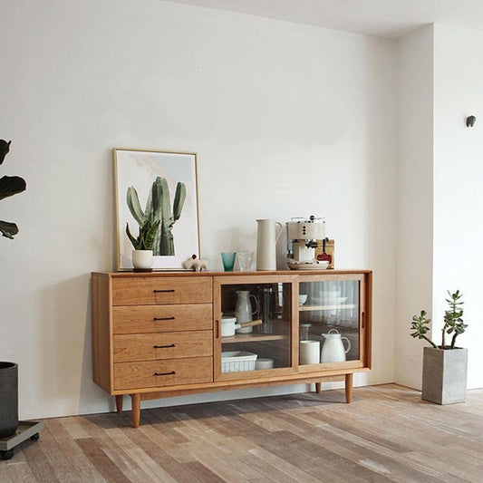 Sideboard di stoccaggio della casa in legno moderno rettangolare la parte rettangolare con porta scorrevole