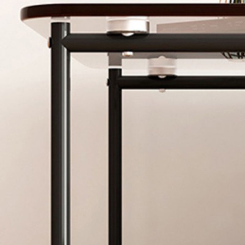 Mesa de acero de acero de acero contemporánea de vidrio marrón