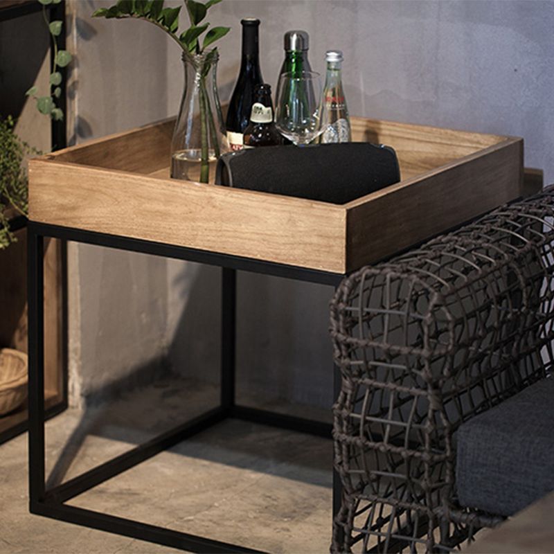 21.65" Tall Tray Top End Table Wood and Metal Frame Accent Side Table