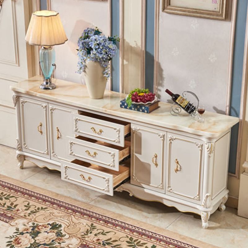 Sideboard glam in legno di gomma bianca con soggiorno a 2 porte