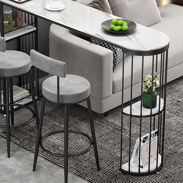 Nordic Style Bar Table Stone Top Metal Base Pub Table with Shelf for Living Room Clearhalo 'Bar Furniture' 'Bar Tables' 'bar_tables' 'furn' 'furn_bar_tables' 'Furniture' 'furniture_bar_tables' 'Kitchen & Dining Furniture' 1200x1200_671e35c3-4e02-4de6-88fa-e5b75276201f