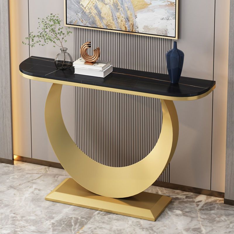 White/Black Console Table Glam Stone Console Table- 11.81" D x 29.5" H Clearhalo 'Console Tables' 'console_tables' 'Entry & Mudroom Furniture' 'furn' 'furn_console_tables' 'Furniture' 1200x1200_671ef9fb-3261-49d5-83db-5d449dbc529a