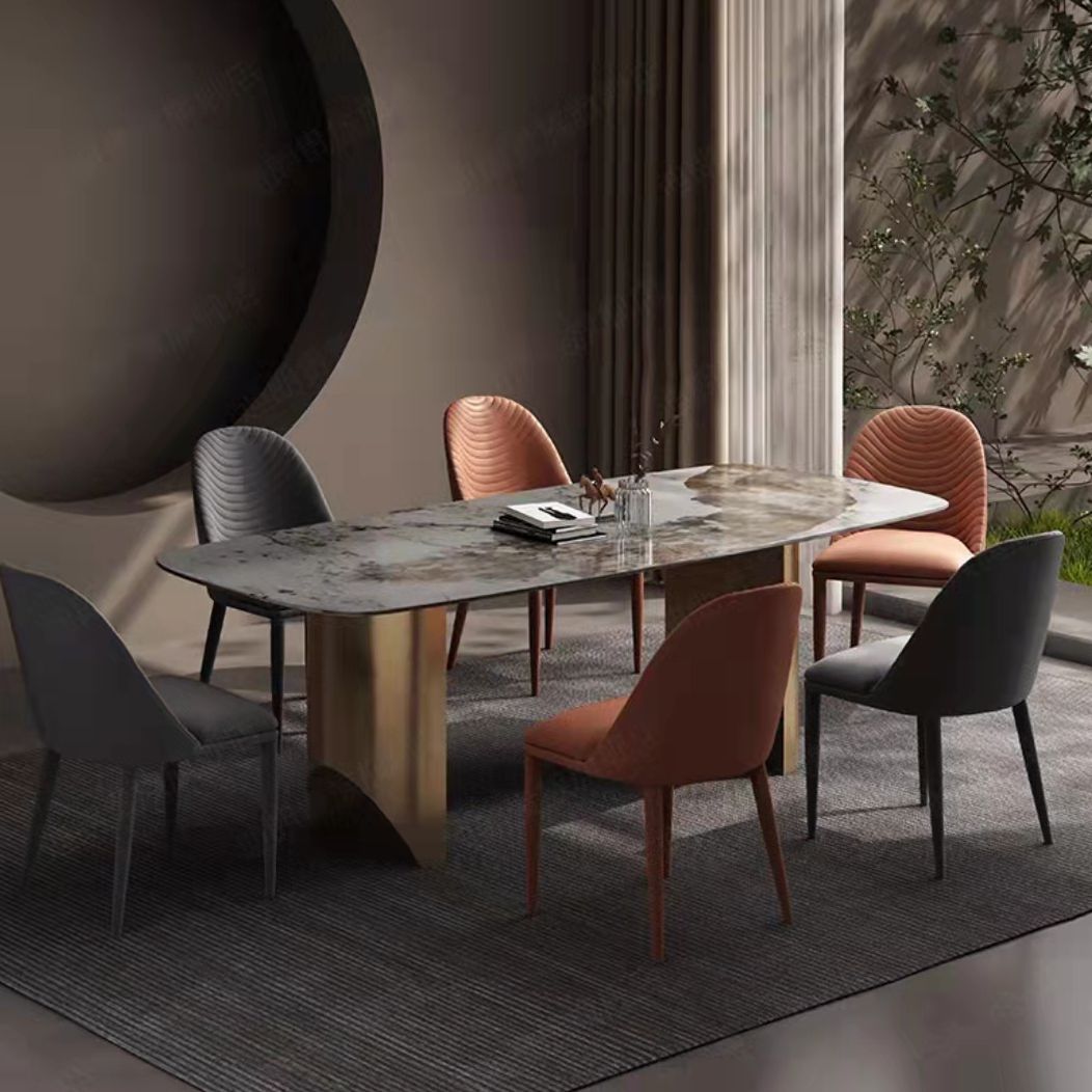 Juego de comedor contemporáneo 1/2/5/7 piezas Juego de mesa de comedor de piedra blanca brillante