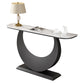 Stone Half Moon Accent Table 1-shelf 11.81" Wide Console Table for Hall Clearhalo 'Console Tables' 'console_tables' 'Entry & Mudroom Furniture' 'furn' 'furn_console_tables' 'Furniture' 1200x1200_6720837a-129a-422b-940f-176e3c8ab21a